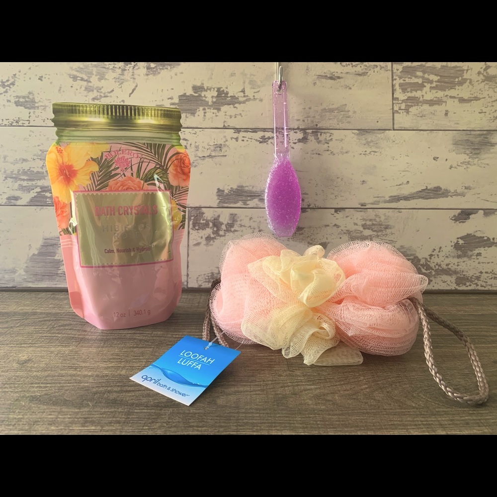 3 Piece Bath Set Bath Soak  Foot Exfoliate  Loofah